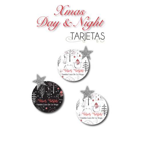 Navidad Tarjetas Xmas Day & Night Navidad Tarjetas Xmas Day & Night