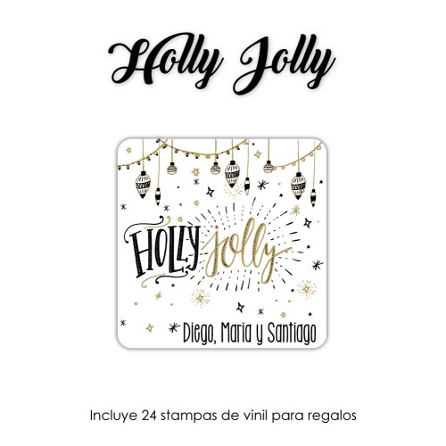 Navidad Etiquetas Holly Jolly
